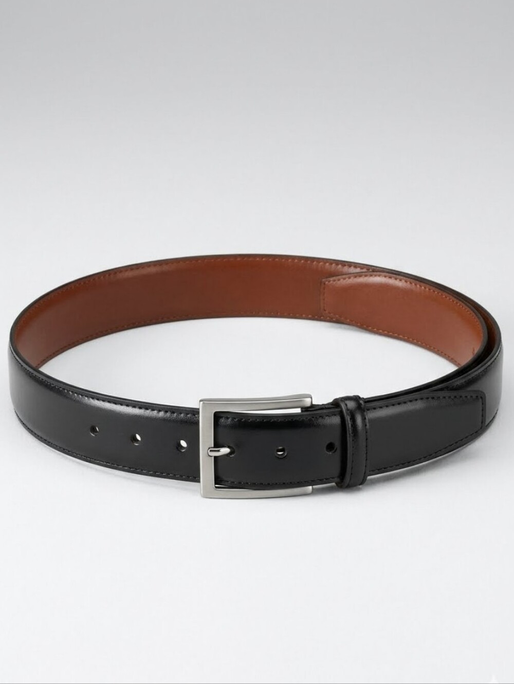 JOHNSTON & MURPHY Classic Black Reversible Leather Belt - Men's Sz 38